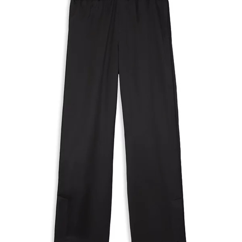 NWT | The Kooples | Black Satin Track Pants with Snap Side Entry at Hem - Picture 2 of 7